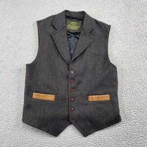 Orvis Vest Mens XL Gray Charles F Orvis Signature Herringbone Tweed Wool